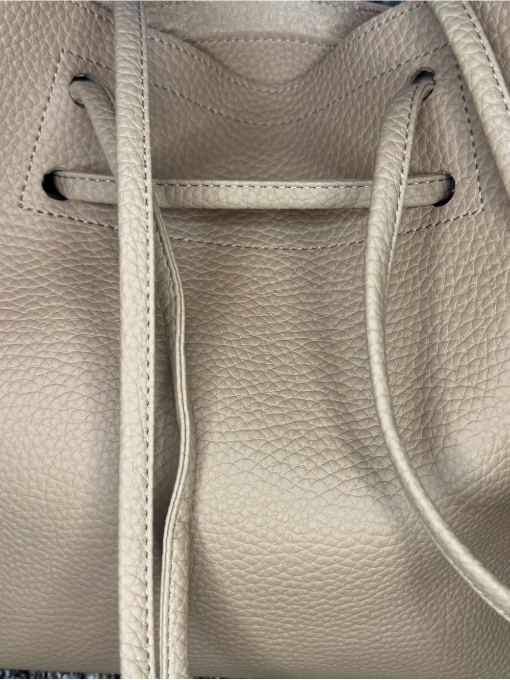 8 Other Reasons Beige Pebbled Faux Leather Tote Bag Minimalist Shoulder Purse - Picture 9 of 13